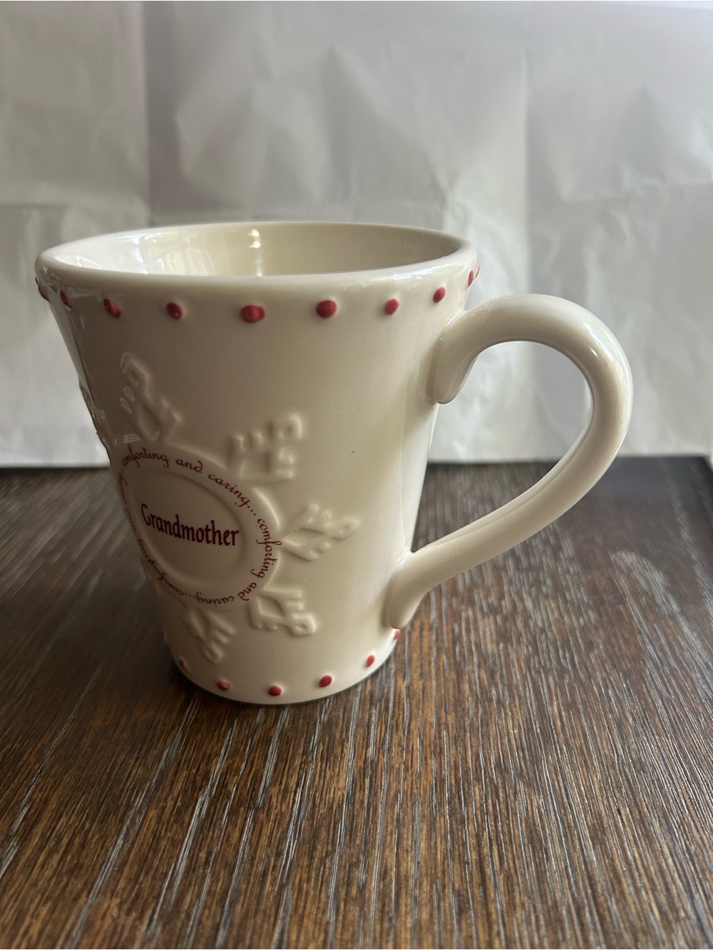 Russ Ivory 'Grandmother' Ceramic Mug with Red Accents - Picture 5 of 9